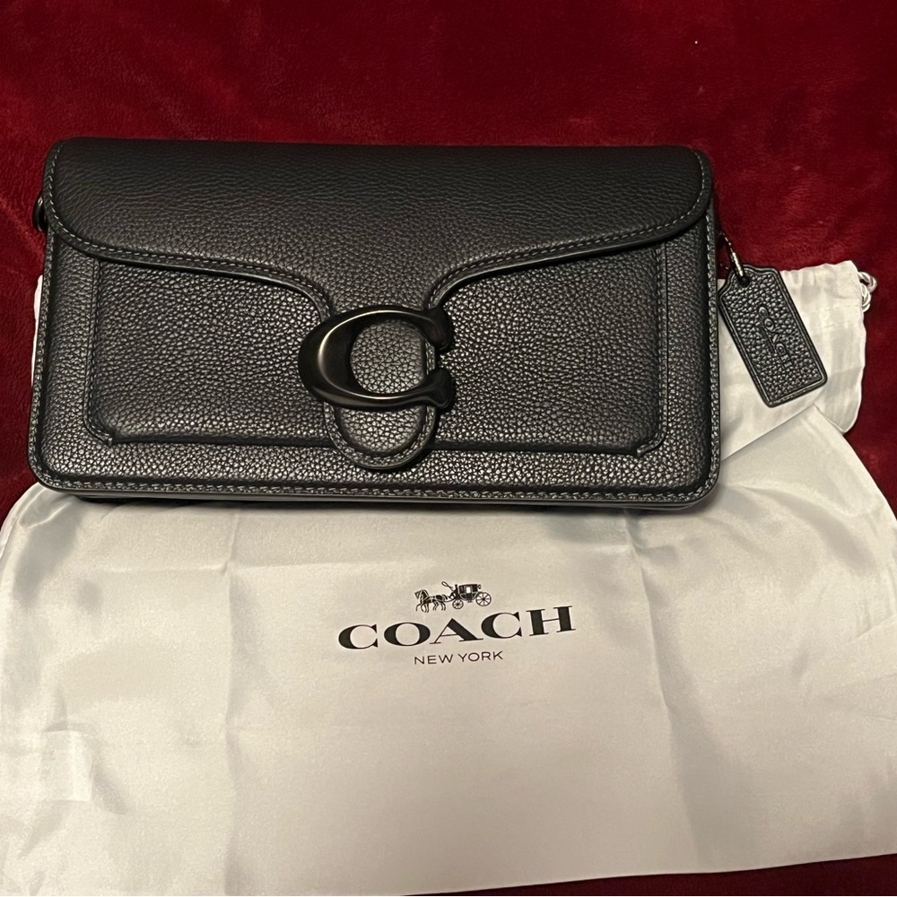 Coach Tabby Black Pebbled Leather Clutch